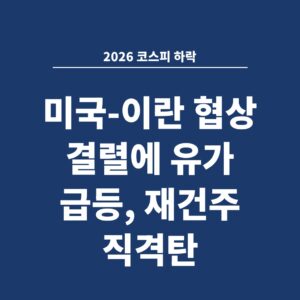 2026 코스피 하락 미국-이란 협상 결렬에 유가 급등 재건주 직격탄