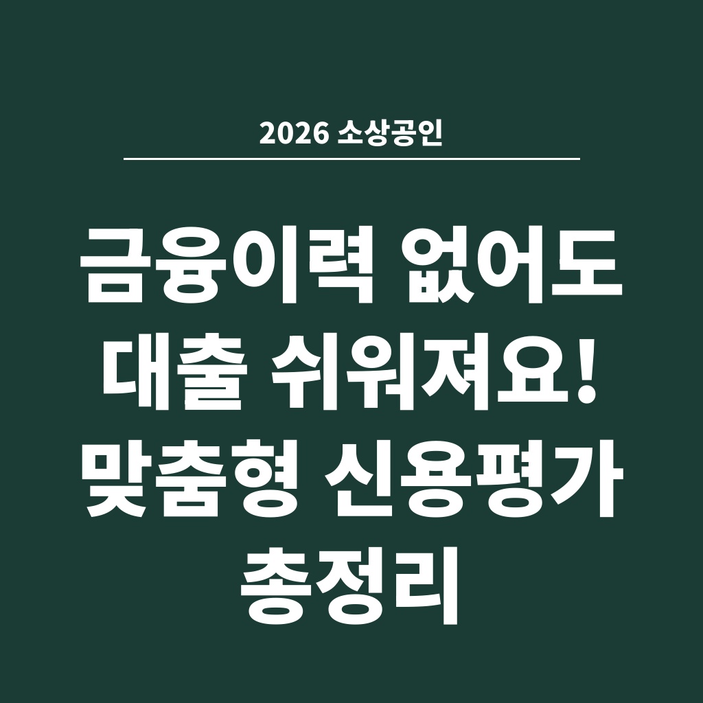 2026 소상공인 금융이력 없어도 대출 쉬워져요! 맞춤형 신용평가 총정리