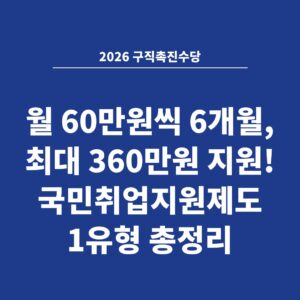 2026 구직촉진수당 월 60만원씩 6개월, 최대 360만원 지원! 국민취업지원제도 1유형 총정리