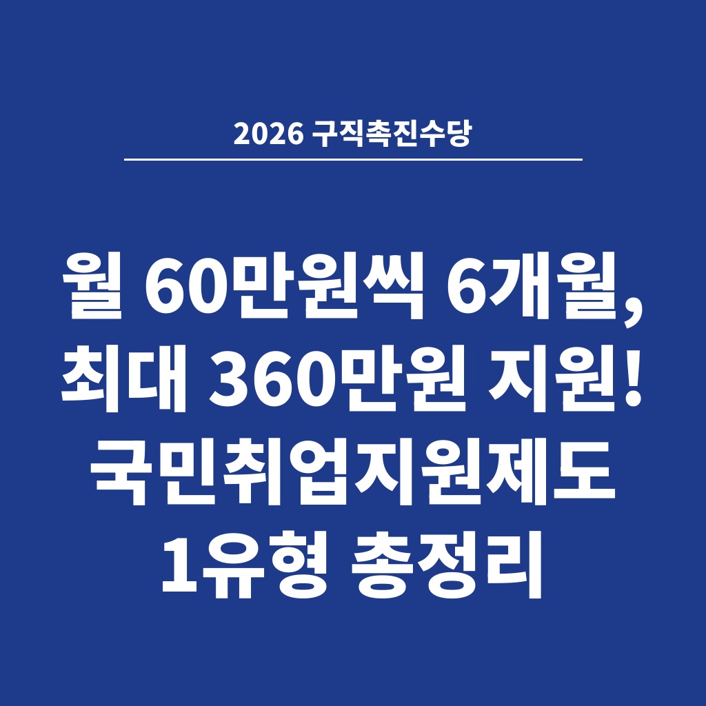 2026 구직촉진수당 월 60만원씩 6개월, 최대 360만원 지원! 국민취업지원제도 1유형 총정리