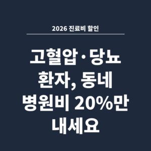 2026 진료비 할인 고혈압·당뇨 환자, 동네 병원비 20%만 내세요