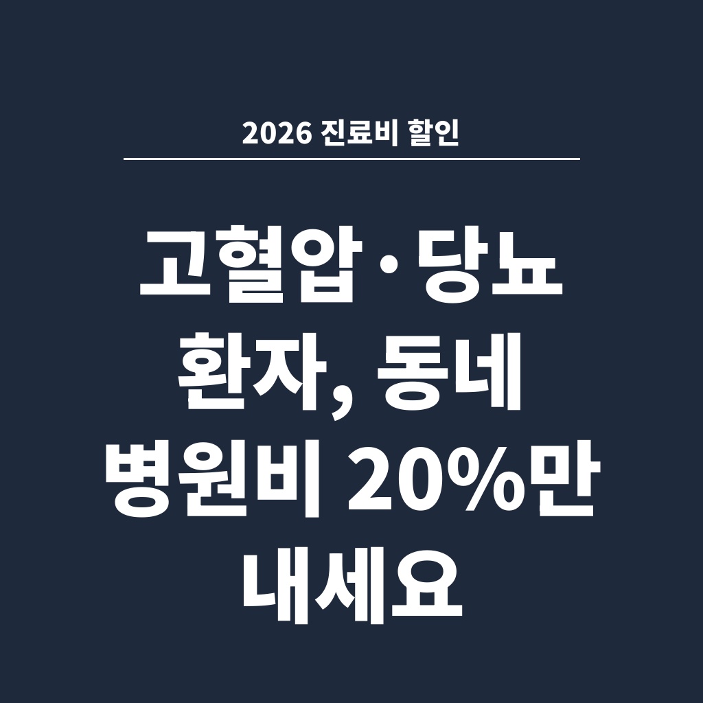 2026 진료비 할인 고혈압·당뇨 환자, 동네 병원비 20%만 내세요