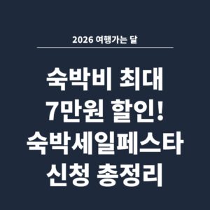 2026 여행가는 달 숙박비 최대 7만원 할인! 숙박세일페스타 신청 총정리