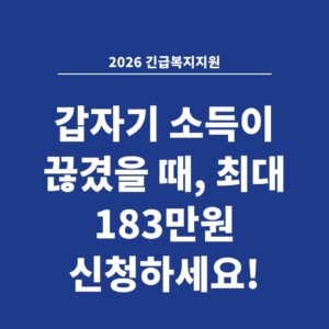 2026 긴급복지지원 갑자기 소득이 끊겼을 때, 최대 183만원 신청하세요!