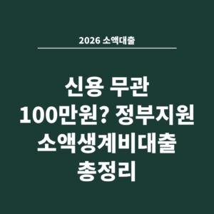 2026 소액대출 신용 무관 100만원? 정부지원 소액생계비대출 총정리