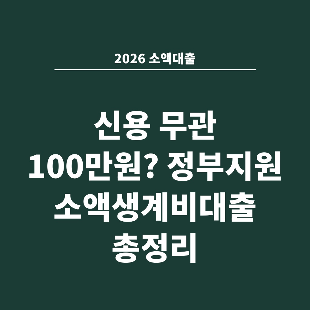 2026 소액대출 신용 무관 100만원? 정부지원 소액생계비대출 총정리