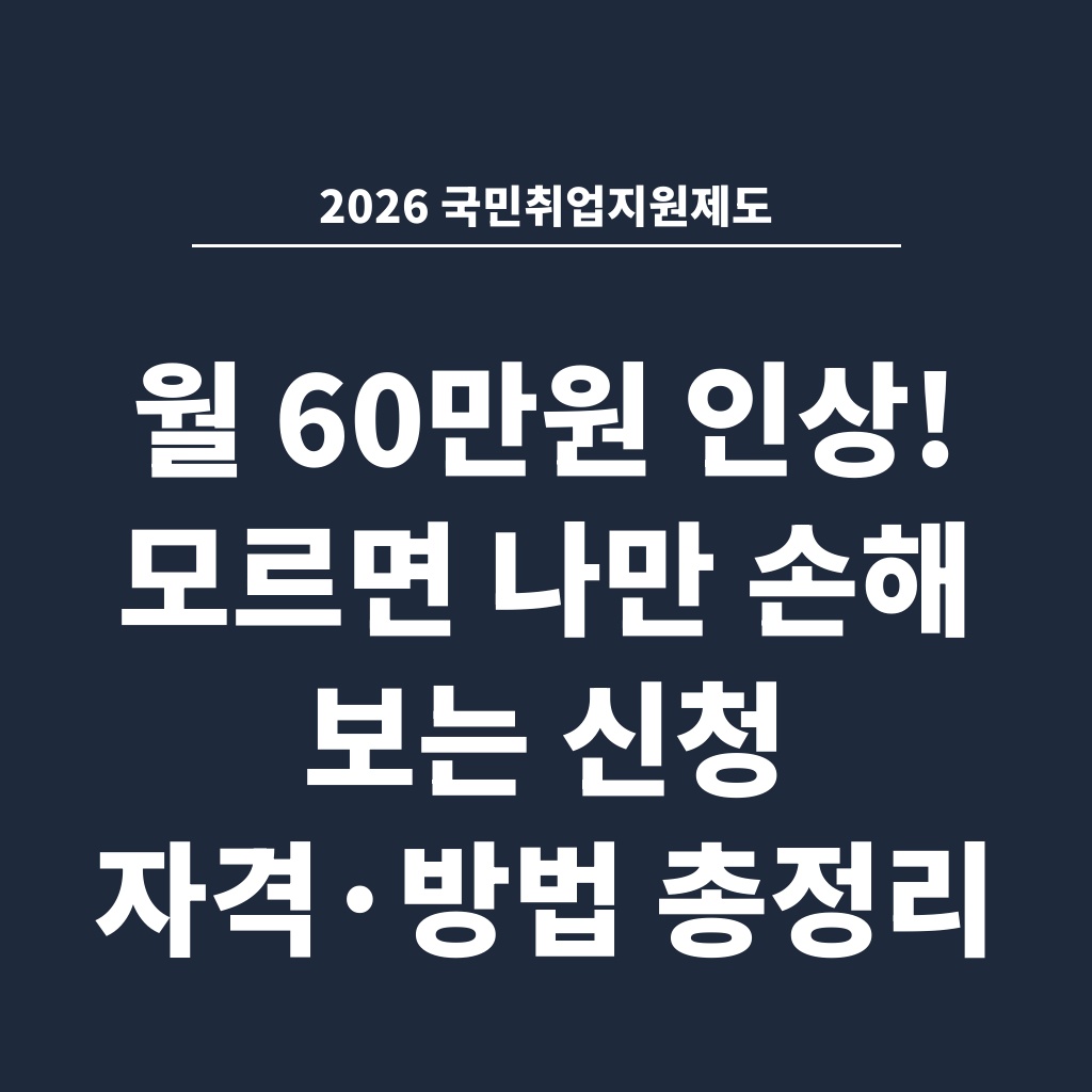 2026 국민취업지원제도 월 60만원 인상! 모르면 나만 손해 보는 신청 자격·방법 총정리