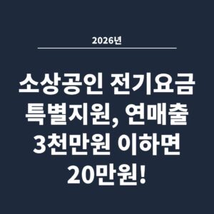 2026년 소상공인 전기요금 특별지원, 연매출 3천만원 이하면 20만원!