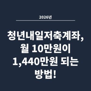 2026년 청년내일저축계좌, 월 10만원이 1,440만원 되는 방법!