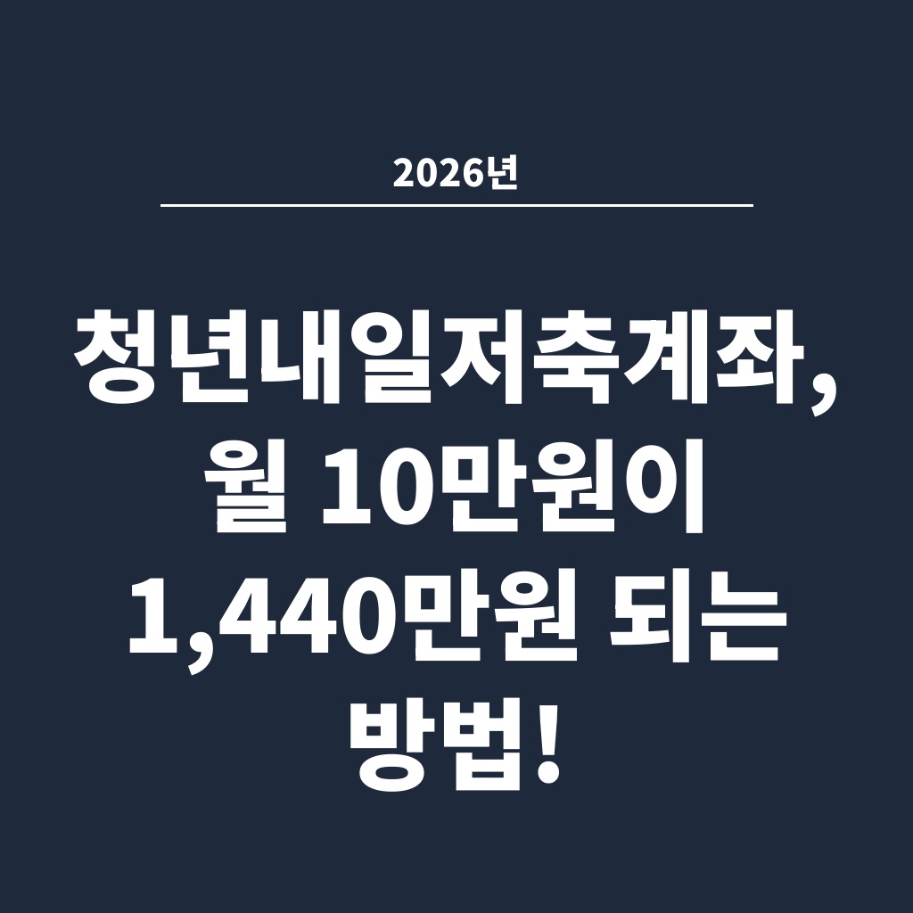 2026년 청년내일저축계좌, 월 10만원이 1,440만원 되는 방법!