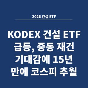 2026 건설 ETF KODEX 건설 ETF 급등, 중동 재건 기대감에 15년 만에 코스피 추월