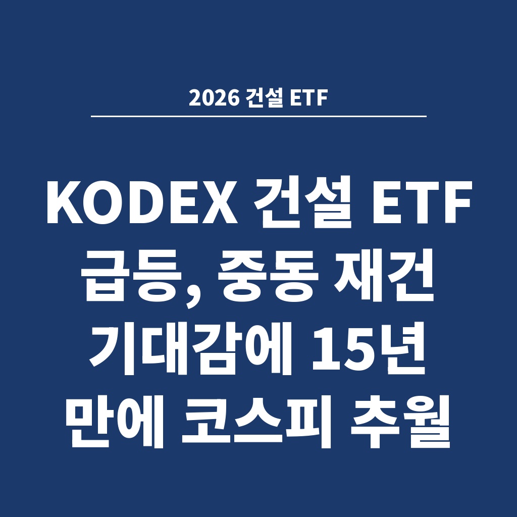 2026 건설 ETF KODEX 건설 ETF 급등, 중동 재건 기대감에 15년 만에 코스피 추월